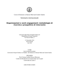 Seminario internazionale   Organizzazioni e work engagement: metodologie di ricerche e prospettive di intervento